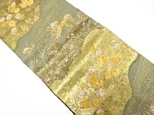 流水に花模様織り出し袋帯